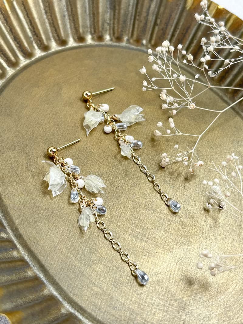 永生花-流蘇柴胡草-婚禮耳環/耳夾