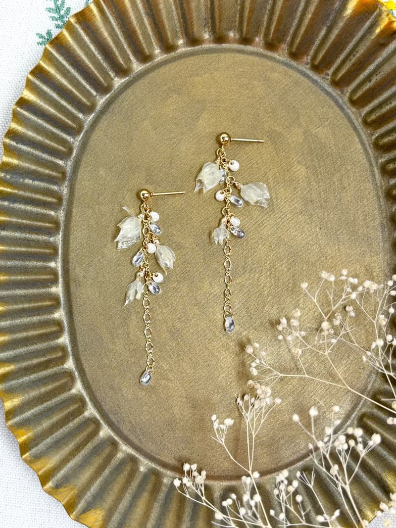 永生花-流蘇柴胡草-婚禮耳環/耳夾