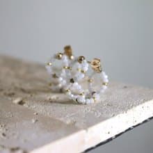 六月誕生石 耳環 月光石 水晶 - 萌芽 -