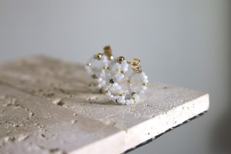 六月誕生石 耳環 月光石 水晶 - 萌芽 -