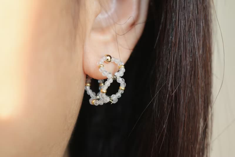 六月誕生石 耳環 月光石 水晶 - 萌芽 -