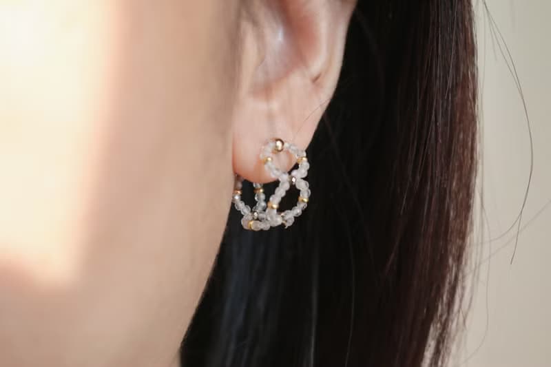 六月誕生石 耳環 月光石 水晶 - 萌芽 -