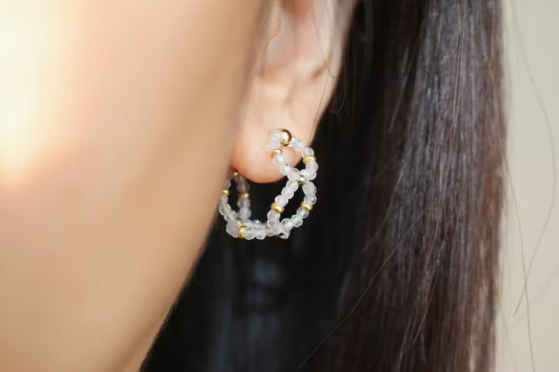 六月誕生石 耳環 月光石 水晶 - 萌芽 -