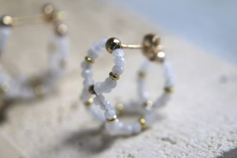 六月誕生石 耳環 月光石 水晶 - 萌芽 -