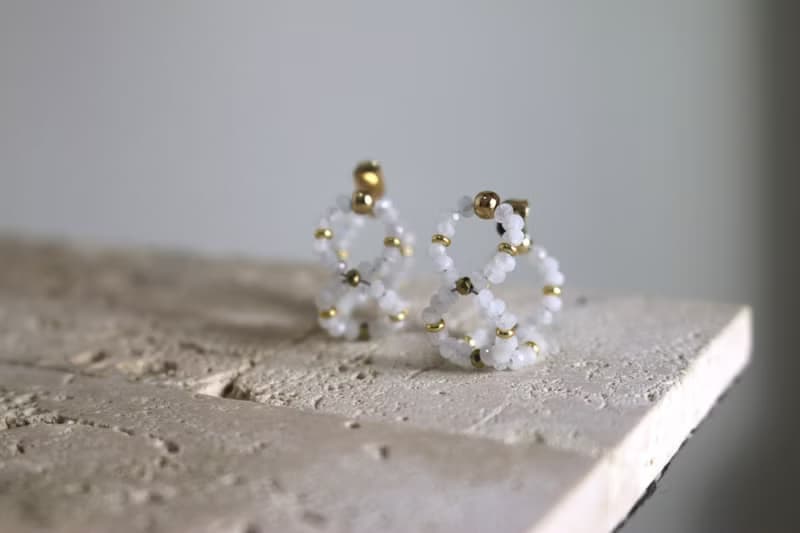 六月誕生石 耳環 月光石 水晶 - 萌芽 -