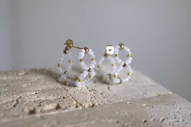 六月誕生石 耳環 月光石 水晶 - 萌芽 -