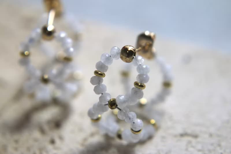 六月誕生石 耳環 月光石 水晶 - 萌芽 -