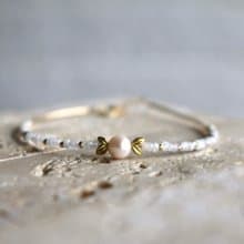 六月誕生石 手鍊 珍珠 月光石 - 噴火龍 -