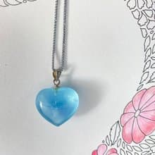 愛心海藍寶925銀吊墜項鍊附鏈子