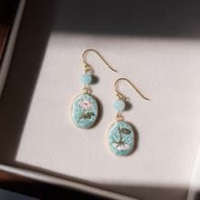 油畫風玫瑰刺繡耳環