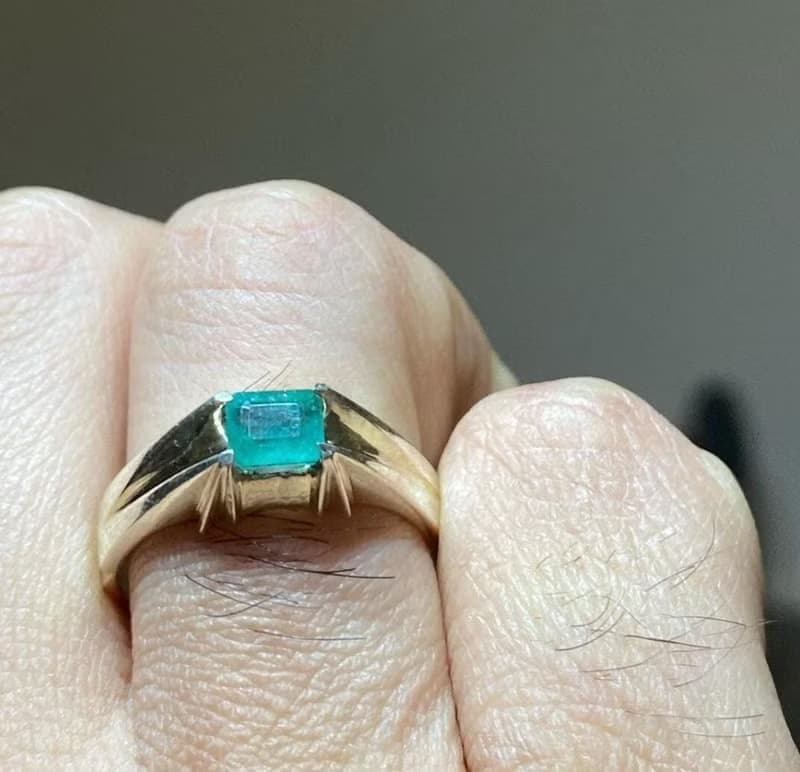 Natural Deep Green Mens Emerald Ring Sterling Silver 925 Handmade Emerald Ring