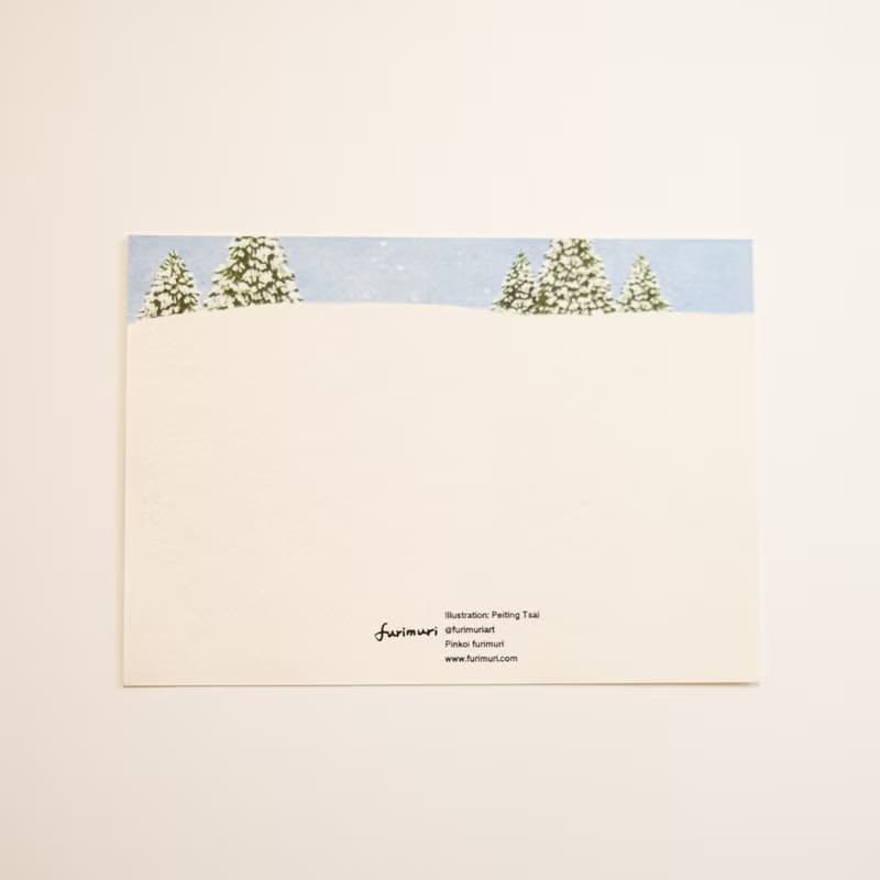 明信片 雪地裡的貓與毛線帽 聖誕卡