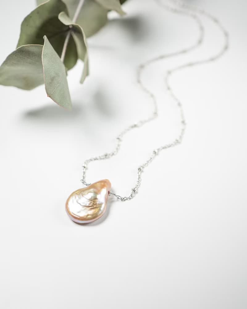 Baroque Pearl Drop Necklace, 925 sterling silver, Gift to Mom, June Birthstone
