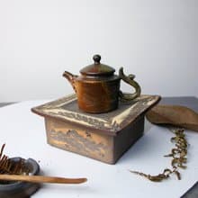 花蔓雙層方壺承 新彩燒 柴燒陶藝 手作作品 茶盤 | 圭窯