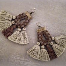 Camouflage Tassel Earrings Army Green Military Style