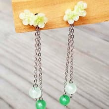 新歲綠梅  垂墜式純銀耳環/耳夾