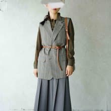 尋寶古著-burberrys暖灰經典格紋精梳毛料中性長版西裝背心