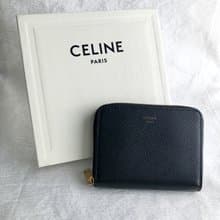 【 日本直送　名牌中古包 】CELINE セリーヌ 財布 ブラック ロゴ レザー コンパクトウォレット 10B663BEL vintage 7e2gzp