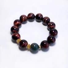天然礦石 紅虎眼石 14 mm 綠阿拉善 手鍊
