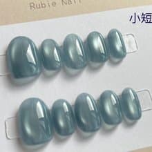rubie霧藍流光-珠光貓眼-手工穿戴甲