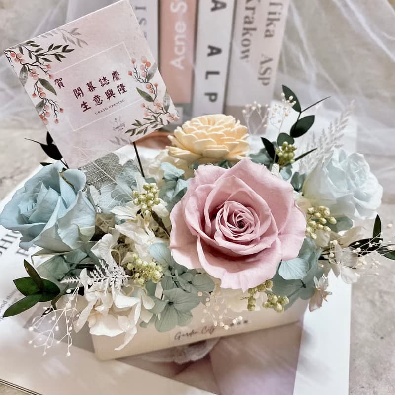 莫蘭迪永生花乾燥花盆栽 手作桌面擺飾設計