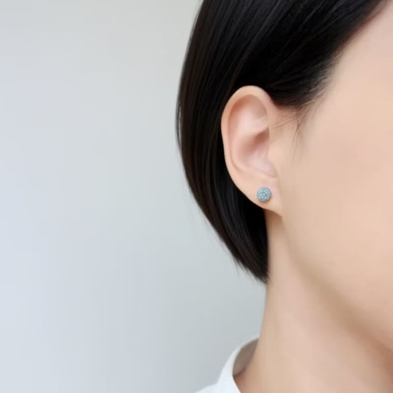 串珠耳飾_金平糖/水藍色/beading earrings
