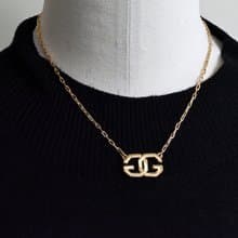 送料無料 Vintage GIVENCHY ジバンシィ ネックレス 復古項鍊 イエローゴールド  ダブルGマーク 日本発送