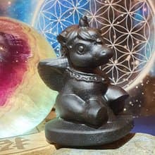 黑曜石夢幻獨角獸 天然黑曜原礦雕件 Obsidian 避邪