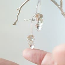 繡球小花瓣 純銀珍珠耳勾