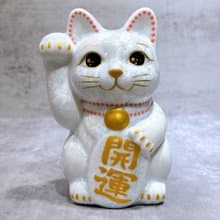 【白晶開運】日本清水燒招財貓 | 花結晶 - 白 開運