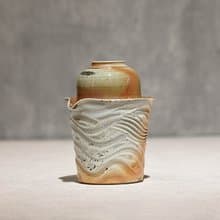 | 220cc | 簡泡器 一器一杯 柴燒壺 柴燒茶海 有蓋子的茶海