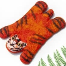 交換禮物 波希米亞森林系羊毛氈杯墊 動物濕氈杯墊-老虎吸水杯墊