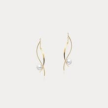 Brisa | 6.5-7mm 微風曲線 日本AKOYA海水珍珠 18K金耳環/耳線