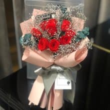 可寄台灣 紅色 迷你 9 枝 玫瑰花 保鮮花束 永生花束 不凋花束