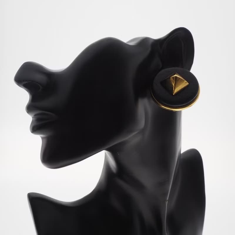 【日本直送】エルメス HERMES メドール イヤリング 金メッキ × レザー ゴールド 約35g レディース【中古】