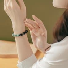 【Montagne】HALF | 水草瑪瑙 X 黑曜石切角手鍊