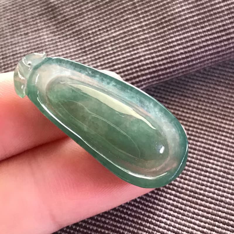 【福掛】冰種飄綠翡翠福瓜項鍊 | 天然緬甸玉A貨翡翠 | 送禮