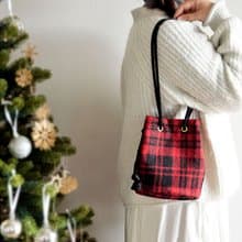 ハリスツイード　クリスマススペシャルエディション　ポシェットマリンバッグ　レッド×ブラック　ギフト・ご褒美にも