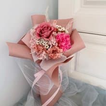 日本永生玫瑰 網紗花束 可愛甜美粉 畢業花束 生日花束