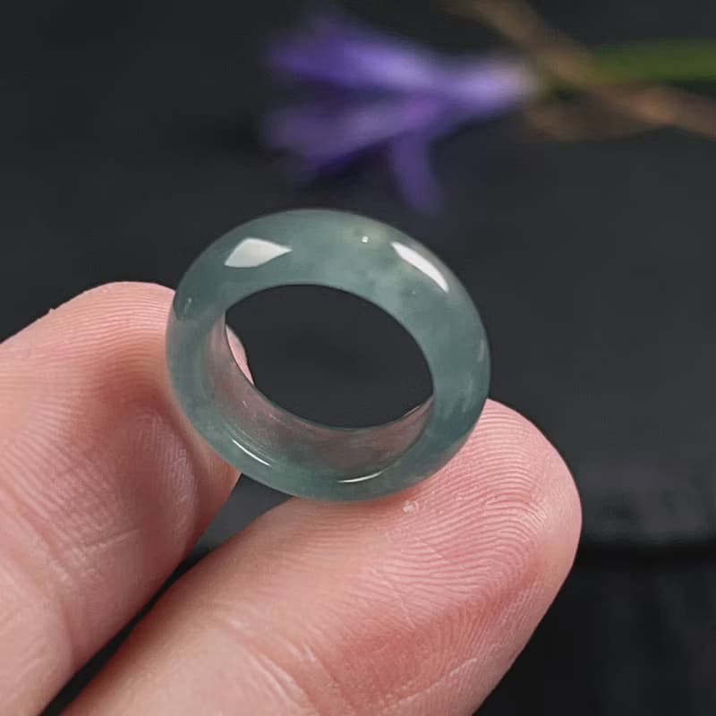 放光冰種藍水翡翠尾戒 | 天然翡翠A貨 | 送禮