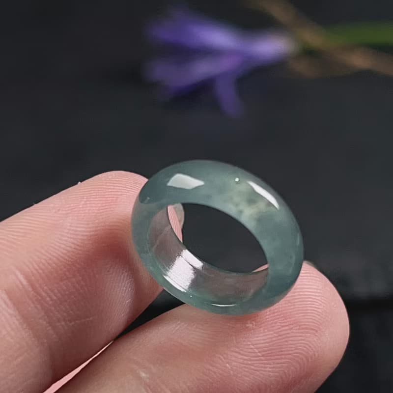 放光冰種藍水翡翠尾戒 | 天然翡翠A貨 | 送禮