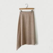 純羊毛不對稱高腰長裙(杏色)