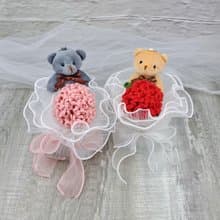 手鉤康乃馨小熊花束 生日禮物 情人節 母親節 【8色】 CRF-040