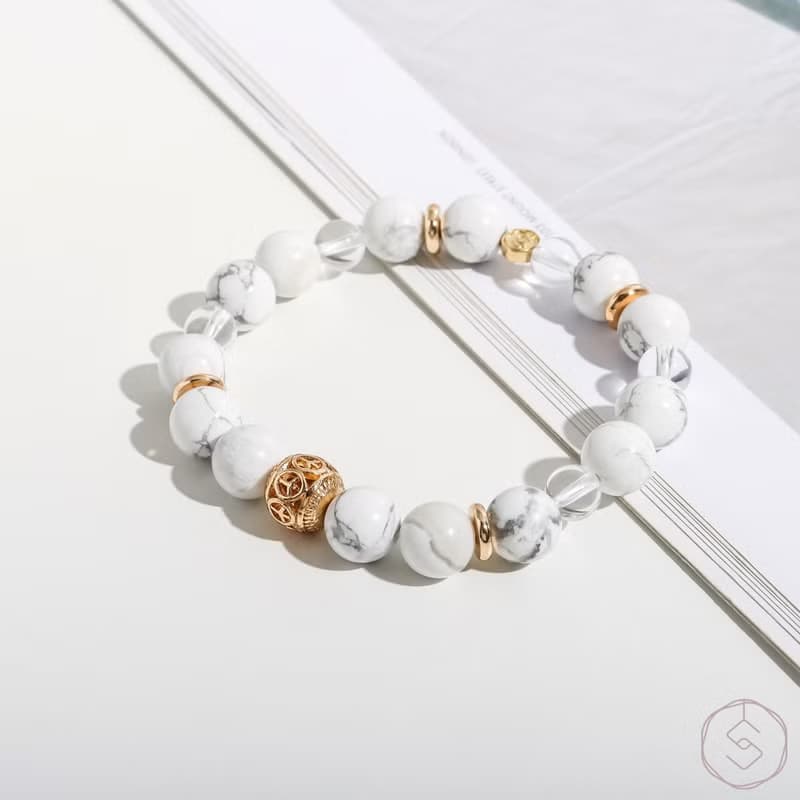 (絕版品) 日暮 | 白松石 白水晶 | 男款水晶手鍊