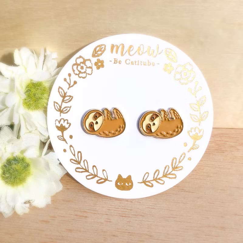 Meow love Animal系列 - 懶洋洋樹懶耳環 - 可轉夾式