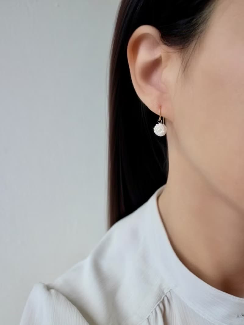 串珠耳飾_雪球/珍珠白/beading earing