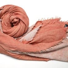 【聖誕禮物】喀什米爾藝術手工染粉橘白雙色純極致奢華圍巾pash