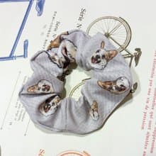 灰底-大腸髮圈_柯基_馬尾髮帶