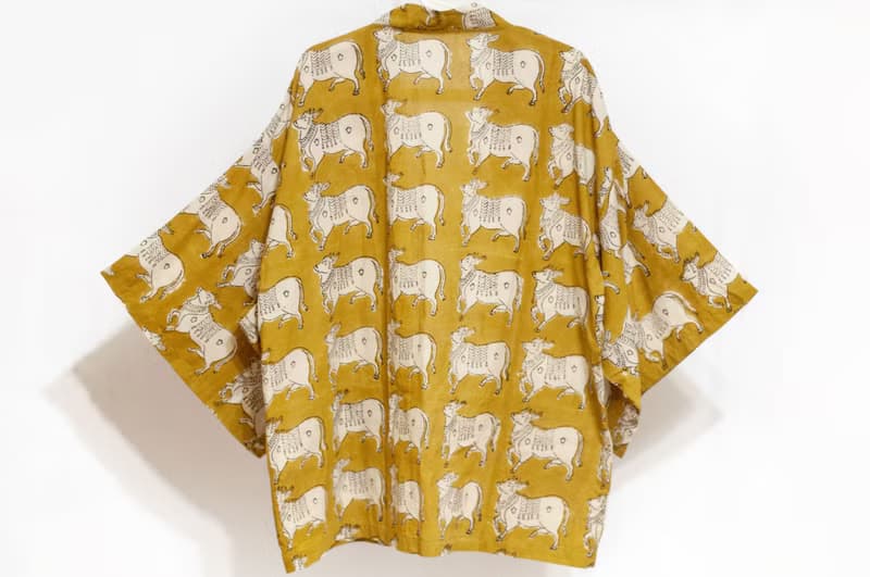 木刻印純棉和服外套 印度棉日式和服襯衫 手工蓋印棉上衣-南迪牛
