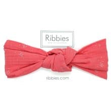 Ribbies成人寬版扭結髮帶-珊瑚紅銀點點 冬季限定